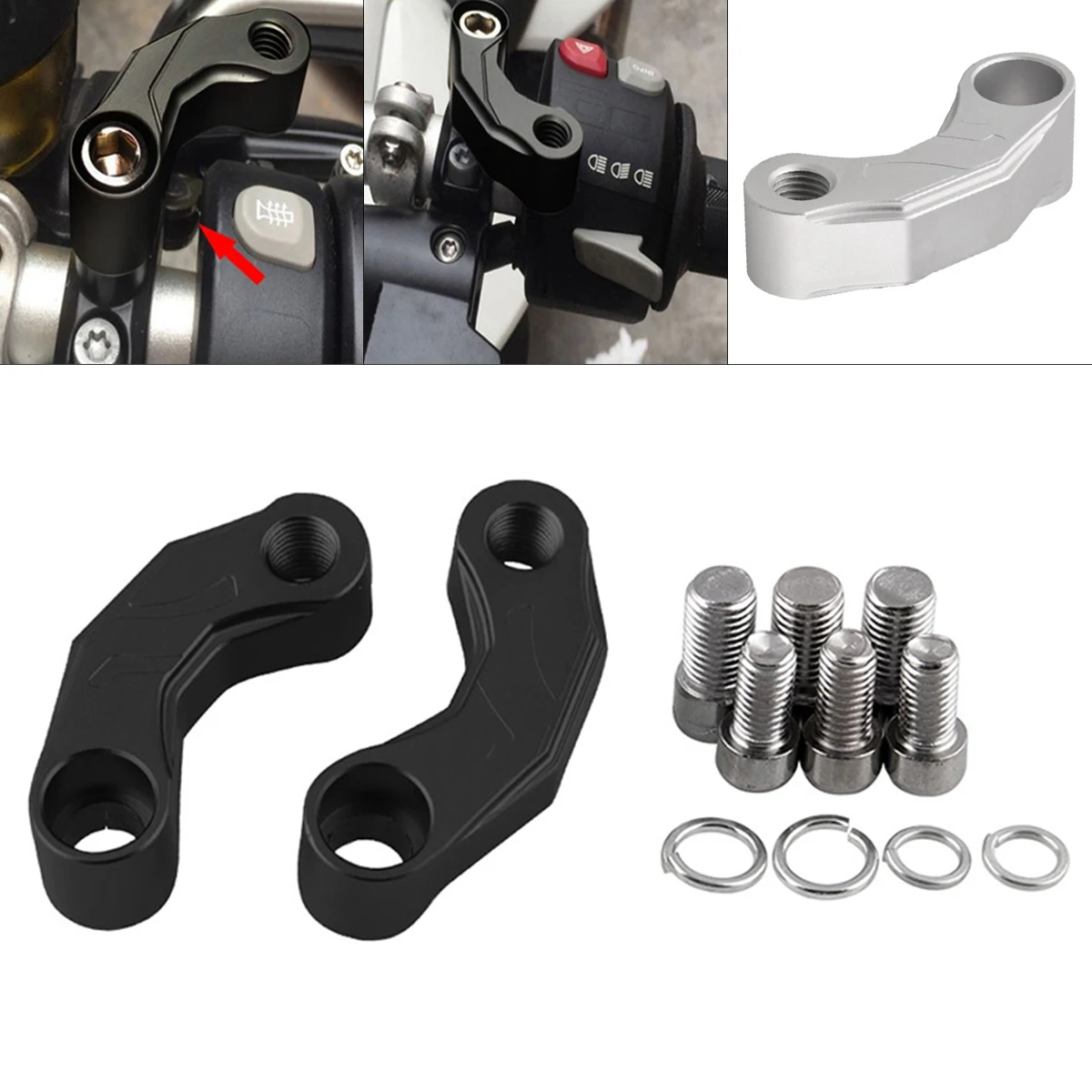 

Motorcycle Mirror Riser Extension Brackets Adapter M10*1.5 Fit for B-MW R R1200GS LC R1200 1200gs 1200 GS LC Adventure 2013-2016