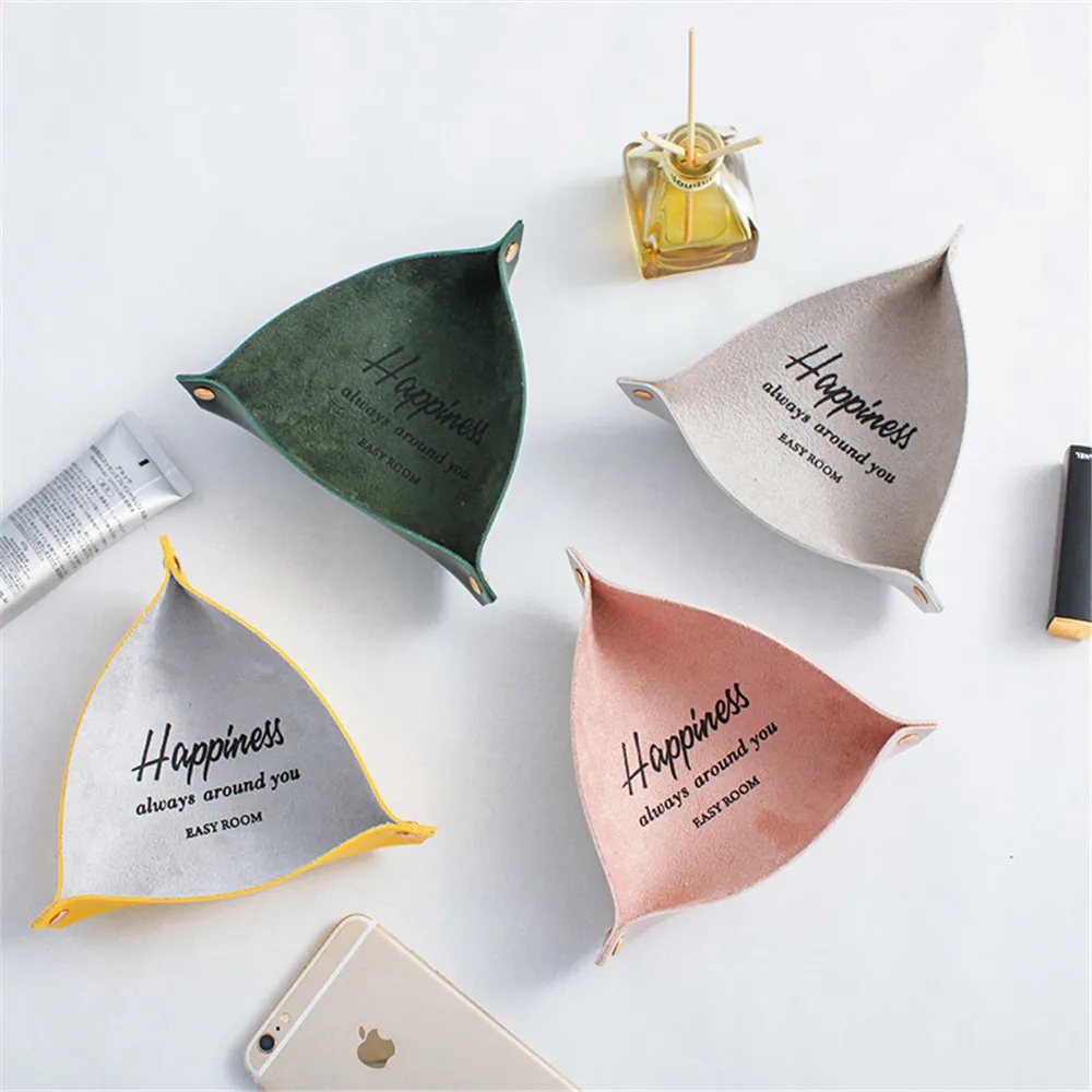 Шикарный органайзер для макияжа из искусственной кожи Настольный ящик хранения