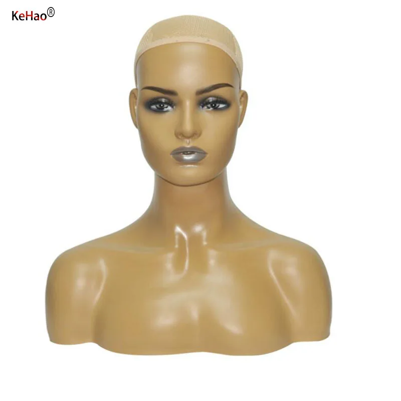 Голова парика реалистичный Темный fleshtone Женский манекен для дисплея парик шляпа