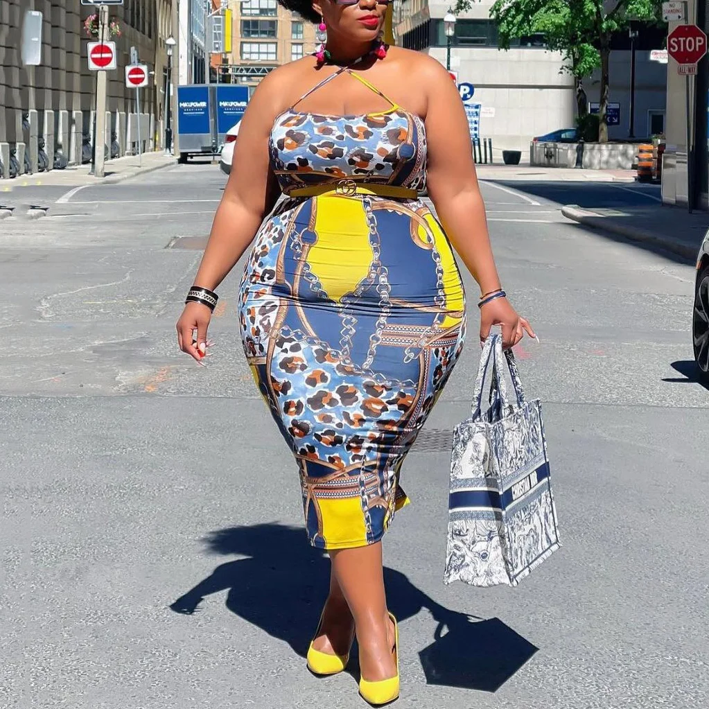 

Размера плюс Для женщин вечерний комплект из обуви в африканском стиле платье Спагетти ремень Bodycon платье до середины икры пикантные вечерн...