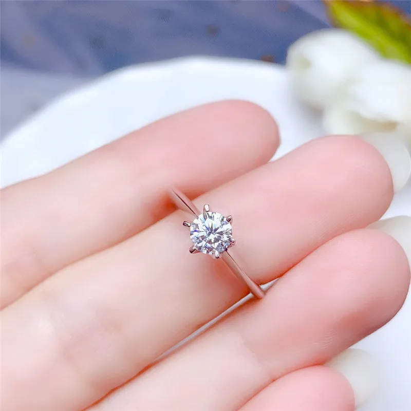 Женское кольцо Moissanite ювелирное изделие в классическом стиле из серебра 925 пробы 0