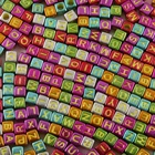 Разноцветные бусины-разделители для браслета круглые акриловые бусины с плоским алфавитом и любовным кубом, для изготовления украшений вручную