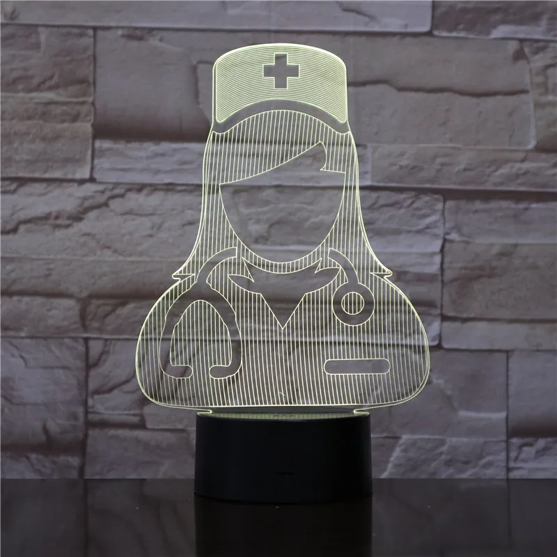 3D Lamp The Doctor and Nurse Pretty Present for Children Atmosphere Touch Sensor Led Night Light Visual Effect | Лампы и освещение