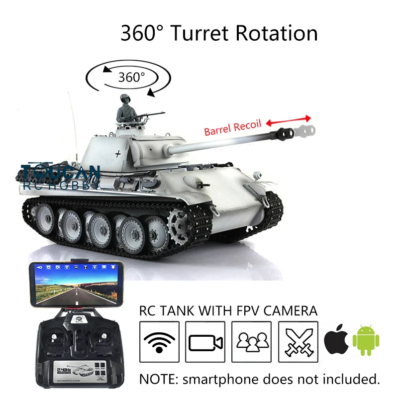 Heng Long 1/16 7 0 FPV индивидуальные пантера G RTR RC Танк 3879 металлические треки колеса