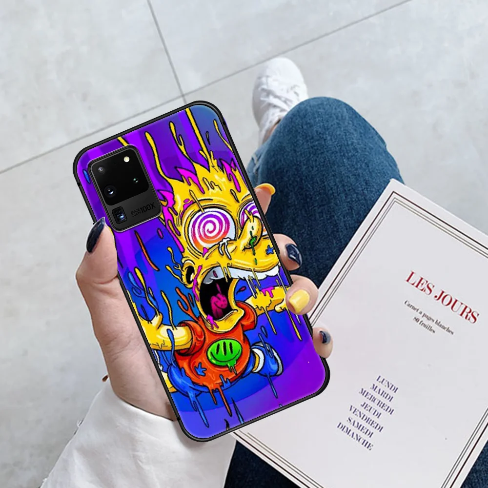 

Cute Cartoon Funny Simpson Phone Case Cover Hull For Samsung Galaxy S 6 7 8 9 10 e 20 Edge Uitra Note 8 9 10 Plus black Back