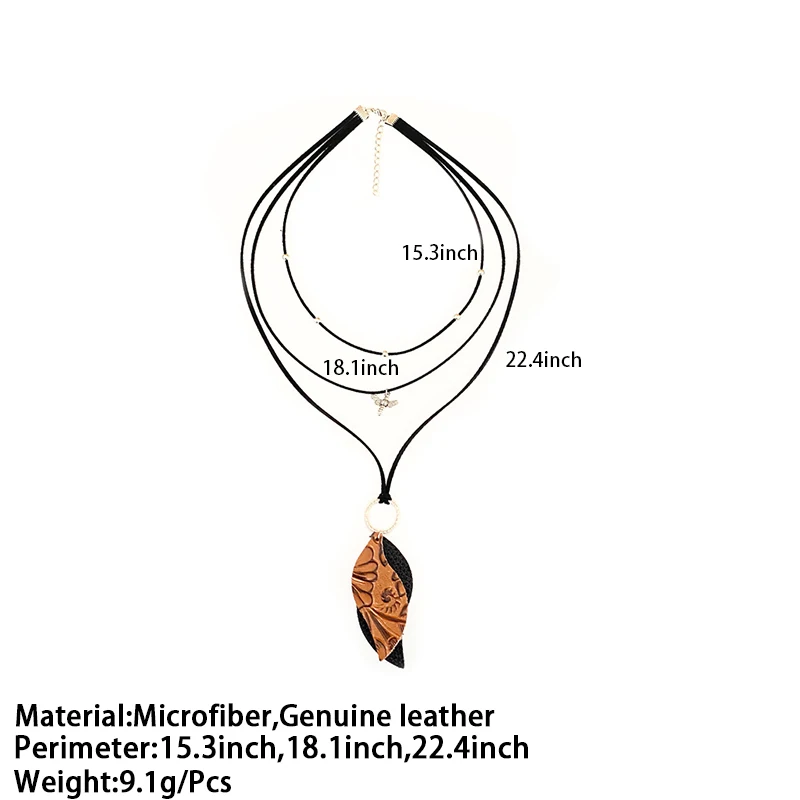 Ожерелье-чокер женское из натуральной кожи с подвеской в виде листа |