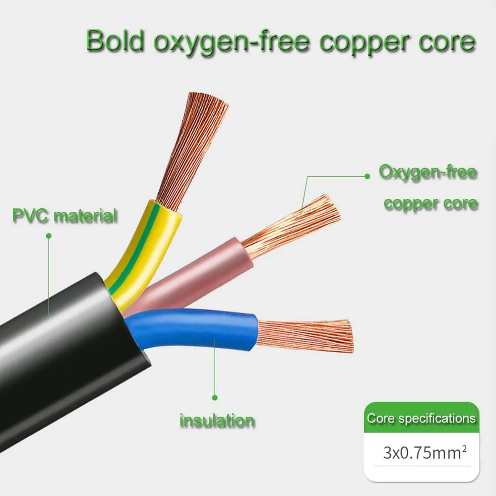 

Pure copper Brazil plug power cable is suitable for computer host adapters, rice cookers, stereos, etc