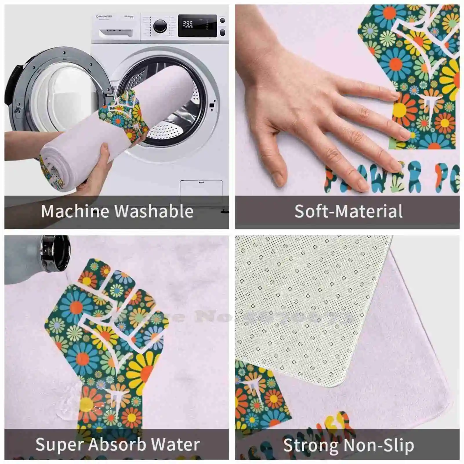 3D товары для дома с цветочным рисунком коврик ног черный живое мирное ралли