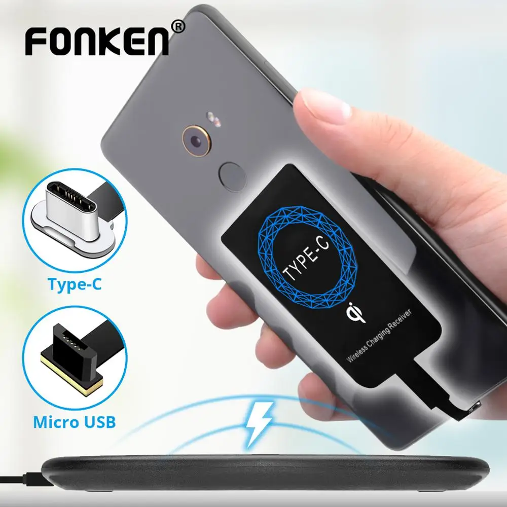 FONKEN USB беспроводной зарядный приемник Универсальный Android Micro usb type-C Qi Беспроводное зарядное устройство Модуль зарядного устройства для мобильного телефона