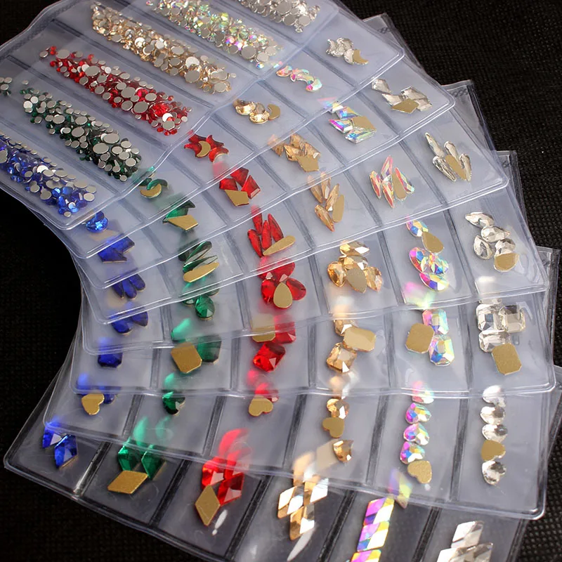1 упаковка 6 цветов Стразы для ногтей с плоским дном многоразовые стеклянные
