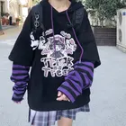 Японские толстовки Moletom Anime Cartoon E Girl Y2K готика, Харадзюку Эстетическая толстовка на молнии пуловер женский свитер эмо одежда
