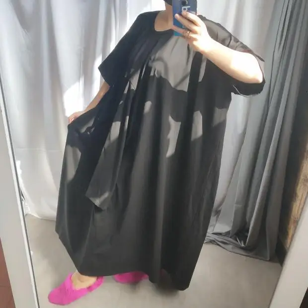 [EWQ] 2019 Autumn New Big Hem Short Sleeve Plus Size Blue Fashion Ladies Dress Korean Style Trend Summer Women Dresses 222 | Женская