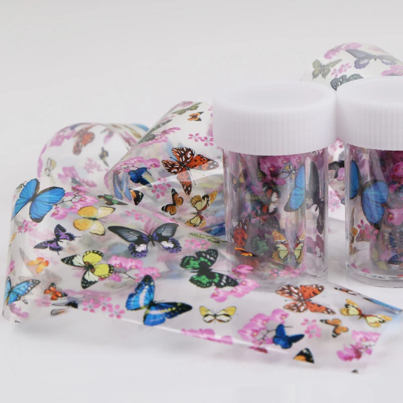 1 бутылка для дизайна ногтей Наклейка на кончик дизайн DIY цветок Слива бабочка