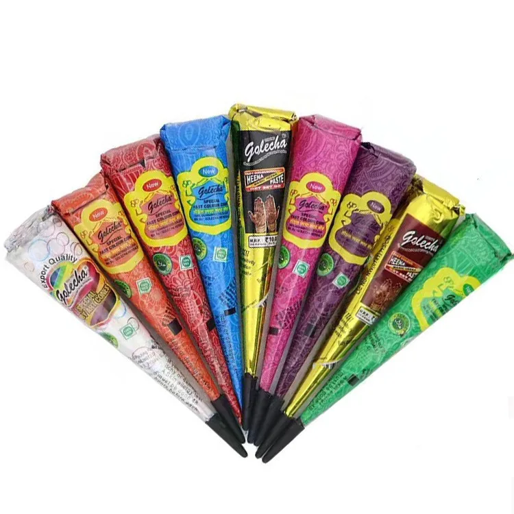 Индийская паста для татуировки хной черные коричневые красные белые конусы хны