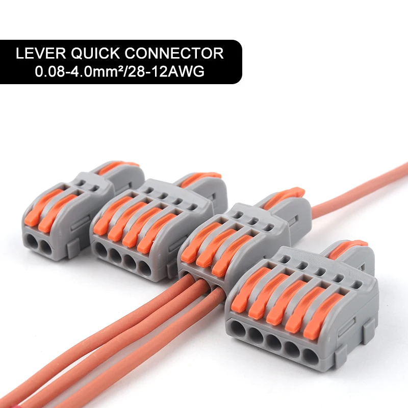 1 Input 2/3/4/5 Output Splitter Quick Spring Splicing Wire Connector Electric Cable Terminal Block Push In With Operation Lever |