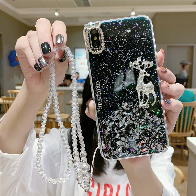 3D Блестящий чехол для телефона с изображением рождественской елки лося мягкий