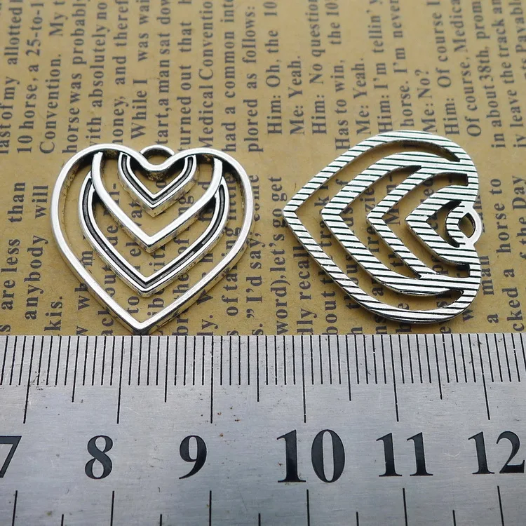 

10pcs Charms For Earrings Pendants Antique Silver Color Hollow Love Charms 24x25mm