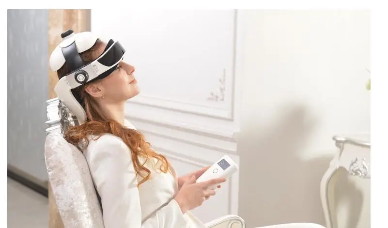 売る ヘッドアイ 2 1 でストレスを解消促進睡眠音楽マッサージヘルメット自動赤外線圧力ヘッドマッサージ