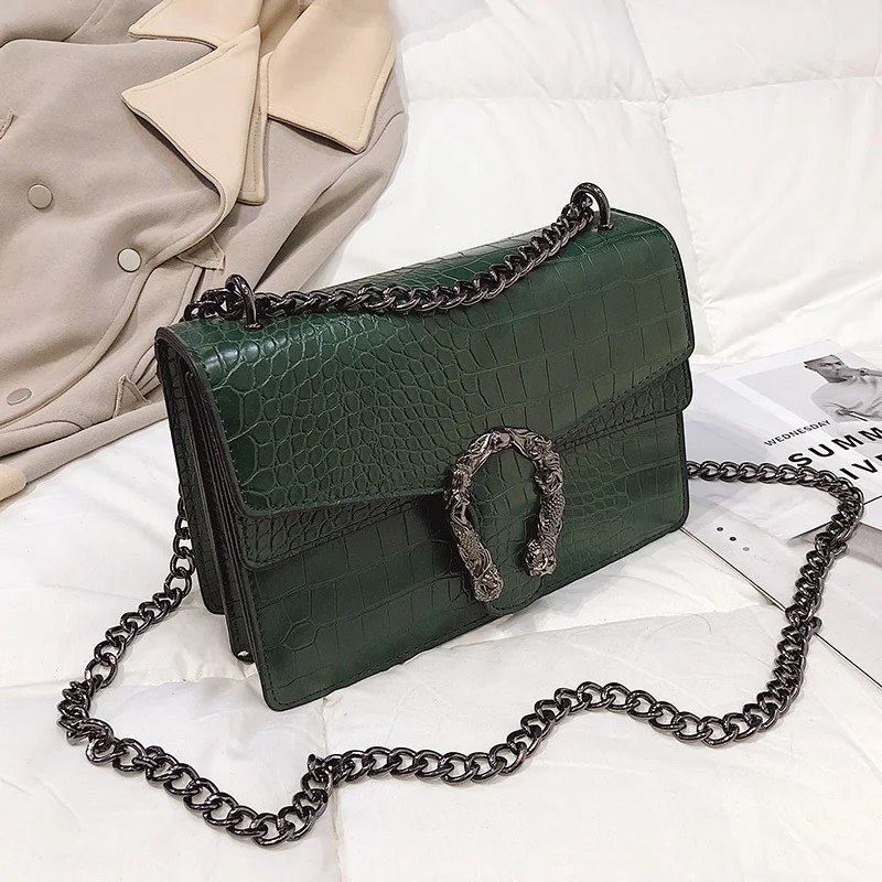 Small Green Новинка, сумка на плечо с цепочкой, сумка-мессенджер, модная повседневная сумка для девушек, простая индивидуальная маленькая квадратная женская сумка для отдыха - Цвет: Small Green