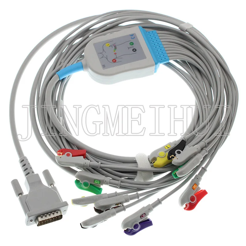 Совместимый с Schiller AT1/2/4 Biomedica P80 Mortara ELI 250 150 ECG EKG 10-Lead cable 10kohm Resistance IEC или AHA 3m. |