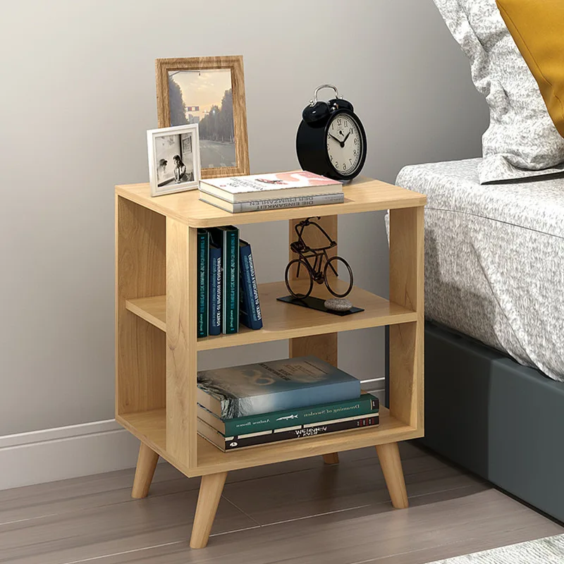 

Bedside table dormitory storage cabinet simple modern solid wood color economical bedside cabinet Nordic bedroom small table