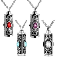 dropshipping cremation urn pendant necklaces crystal jewelry stainless steel memorial keepsake pendant charm ashes jewelry