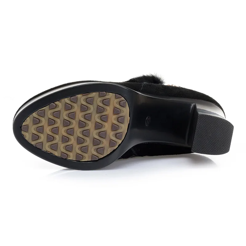 Fujin/шерстяные женские зимние сапоги из натуральной кожи Теплые меховые на