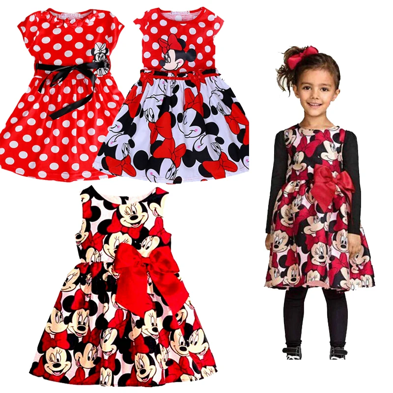 Летнее платье принцессы для маленьких девочек с рисунком мышки праздничное в