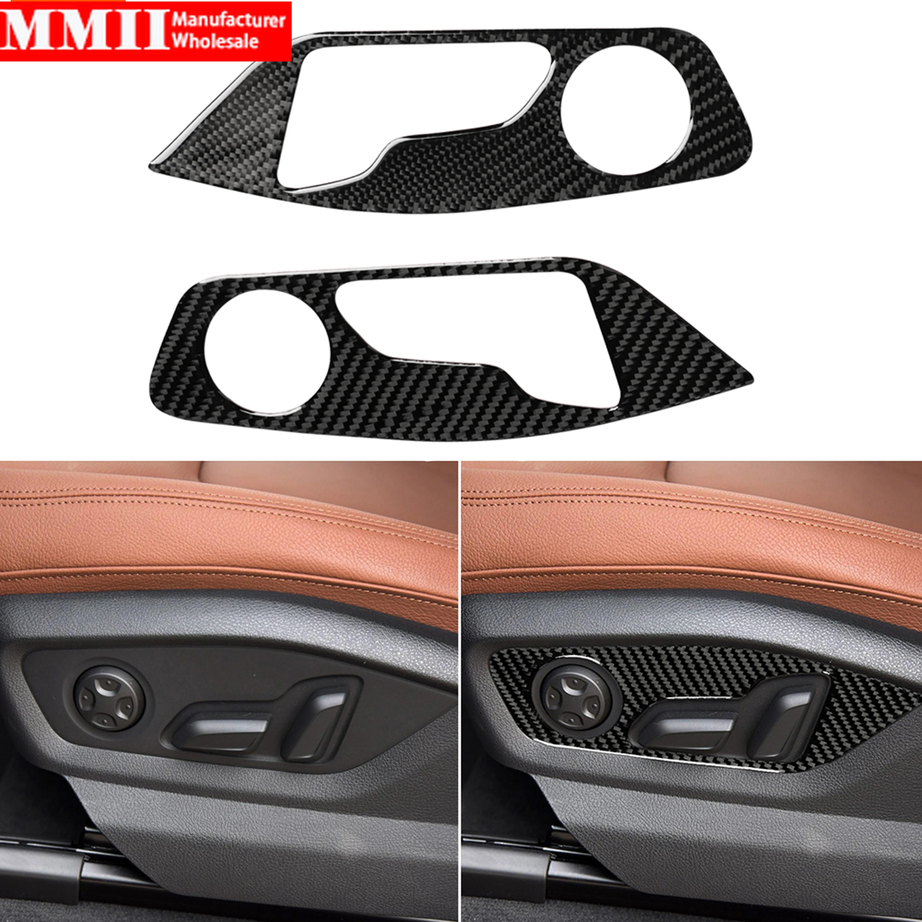 Carbon Fiber Stickers For Audi Q7 SQ7 4M 2016 2017 2018 2019 Seat Adjustment Button Panel Decoration Interior Car Accessories