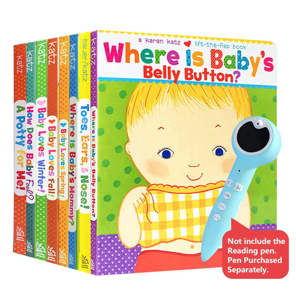 

8 Books Karen Katz English Original Picture Book Where Is Baby's Belly Button 0-3-5 Baby Parent-Child Interactive Picture Book