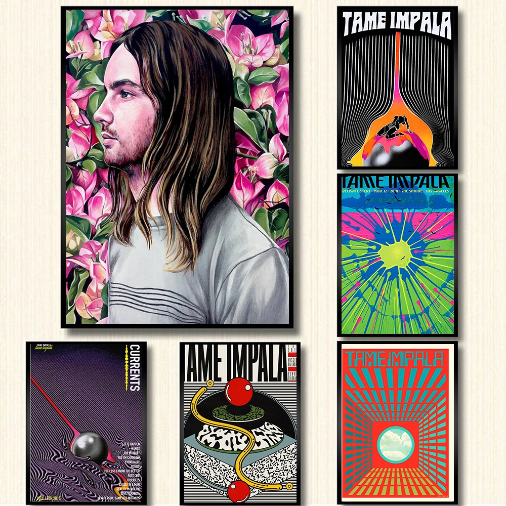 

Tame Impala At Glastonbury Gig Poster Vintage Colorful Canvas Painting Retro Wall Pictures for Living Room Home Decor No Frame