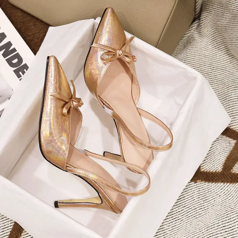 

COOLULU 2020 Sexy Party Dress Pumps Pointed Toe Slingback Pumps Women Shoes Gold Pumps Thin High Heel Ladies Pumps Size 34-48