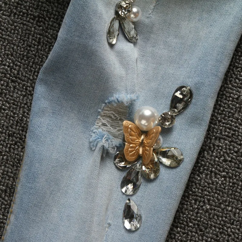 Европейские Новые Роскошные джинсы со стразами с украшениями под бриллианты