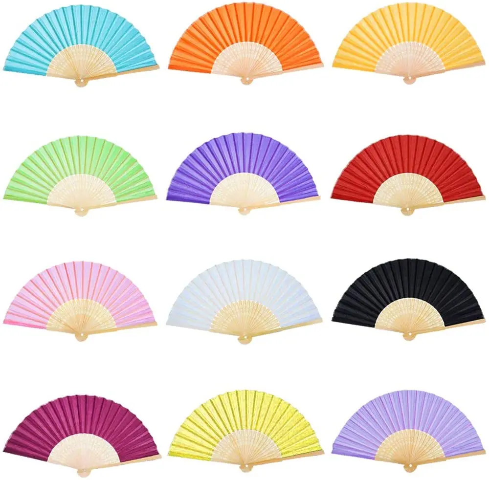 

20 Pcs Bamboo Folding Fans Hand Held Paper Handmade DIY Folding Fan Party Favors for Wedding DIY Decoration Dancing Performance