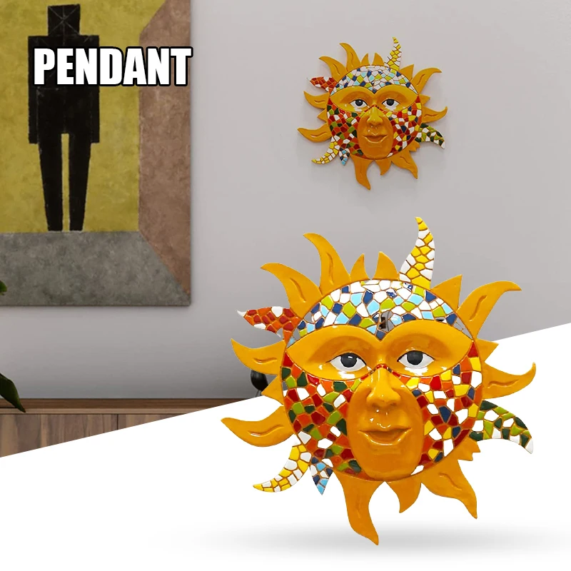 

Металлическое настенное украшение «солнце», креативная мозаика, подвесное украшение для дома, гостиной, сада