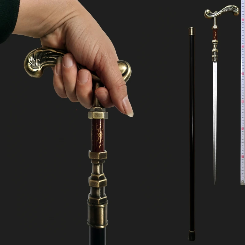 

Peacock Cane Sword All Metal Material Stainless Steel Blade 93cm 0.55kg Old Man Walking Stick Self-Defense Weapon