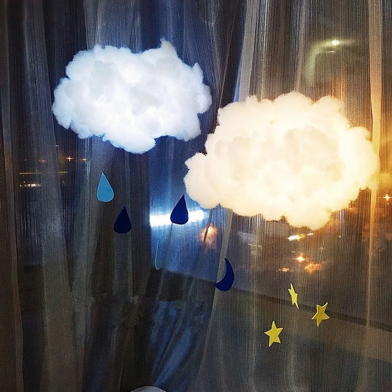 

LED Night Light Cute Cotton Cloud Shape Lamp DIY Handmade Material Package Wall Hanging Indoor Lighting Home Bedroom Decor
