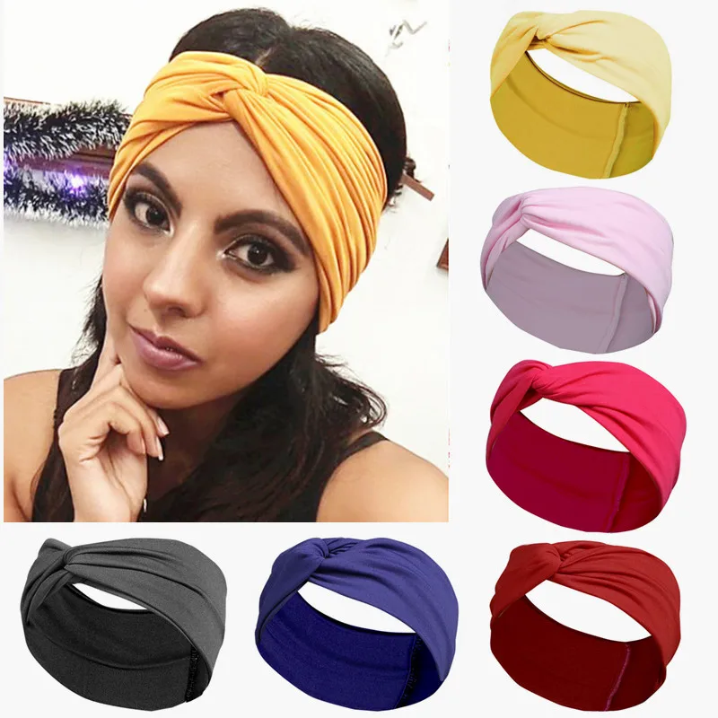 

10pcs Solid Color Criss Cross Headbands for Women Twist Elastic Head Bands Yoga Sport Sweatband Hairband Turban Hair Accessories