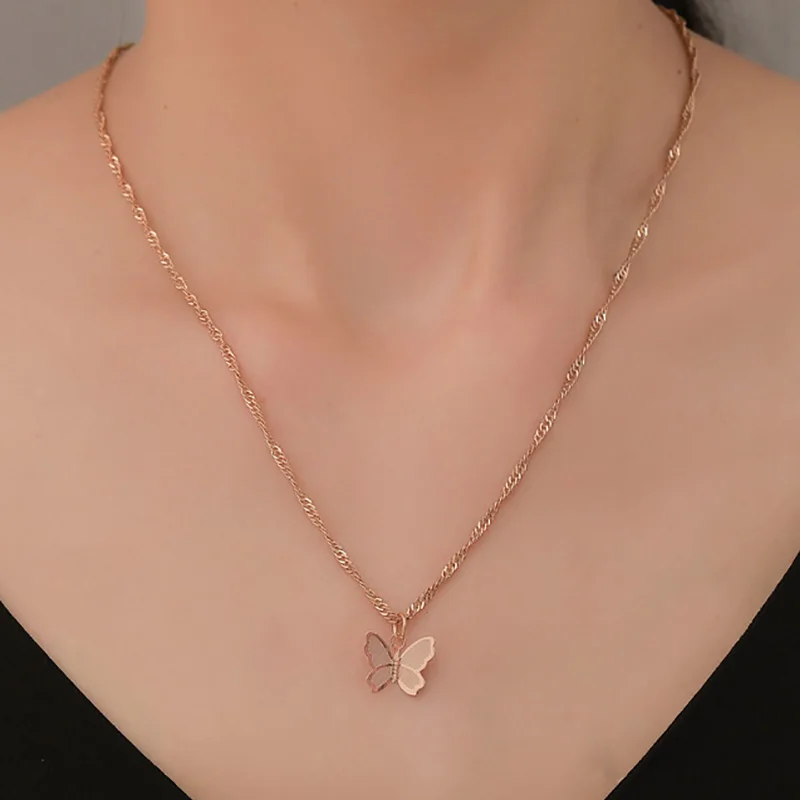 Цепочка Женская металлическая с подвеской в виде бабочки золотого и серебряного