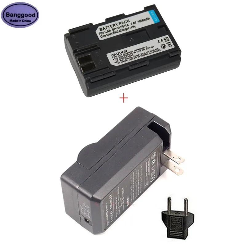 

7.4V 1800mAh BP-511 BP511 BP-511A BP511A Camera Battery + AC Charger for Canon G6 G5 G3 G2 G1 EOS 300D 50D 40D 30D 20D 5D MV300i