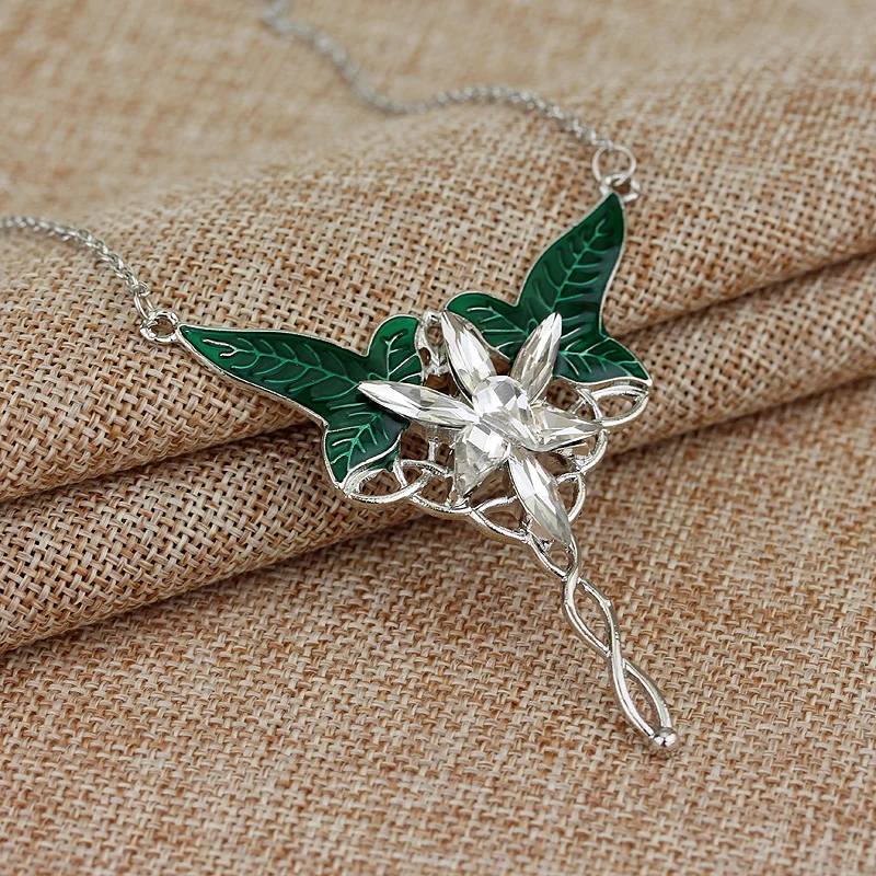 

Vintage Elf Green Leaf Pendant Necklace Women Men Jewelry Collier-in Pendant Necklaces Jewelry
