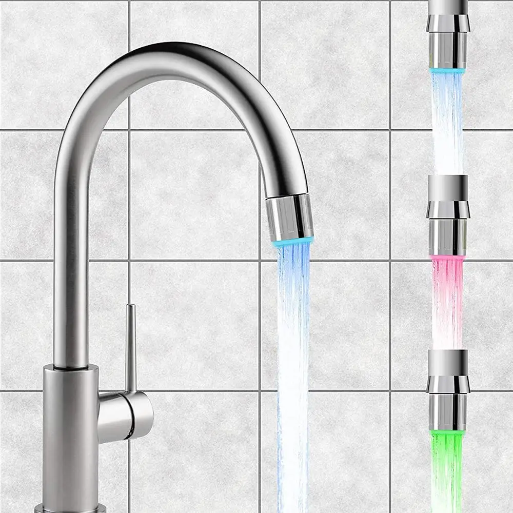 ZhangJi LED Faucet Light Tap Flashing RGB Color Blinking Temperature Aerator Water Saving Kitchen Bathroom Accessories | Обустройство