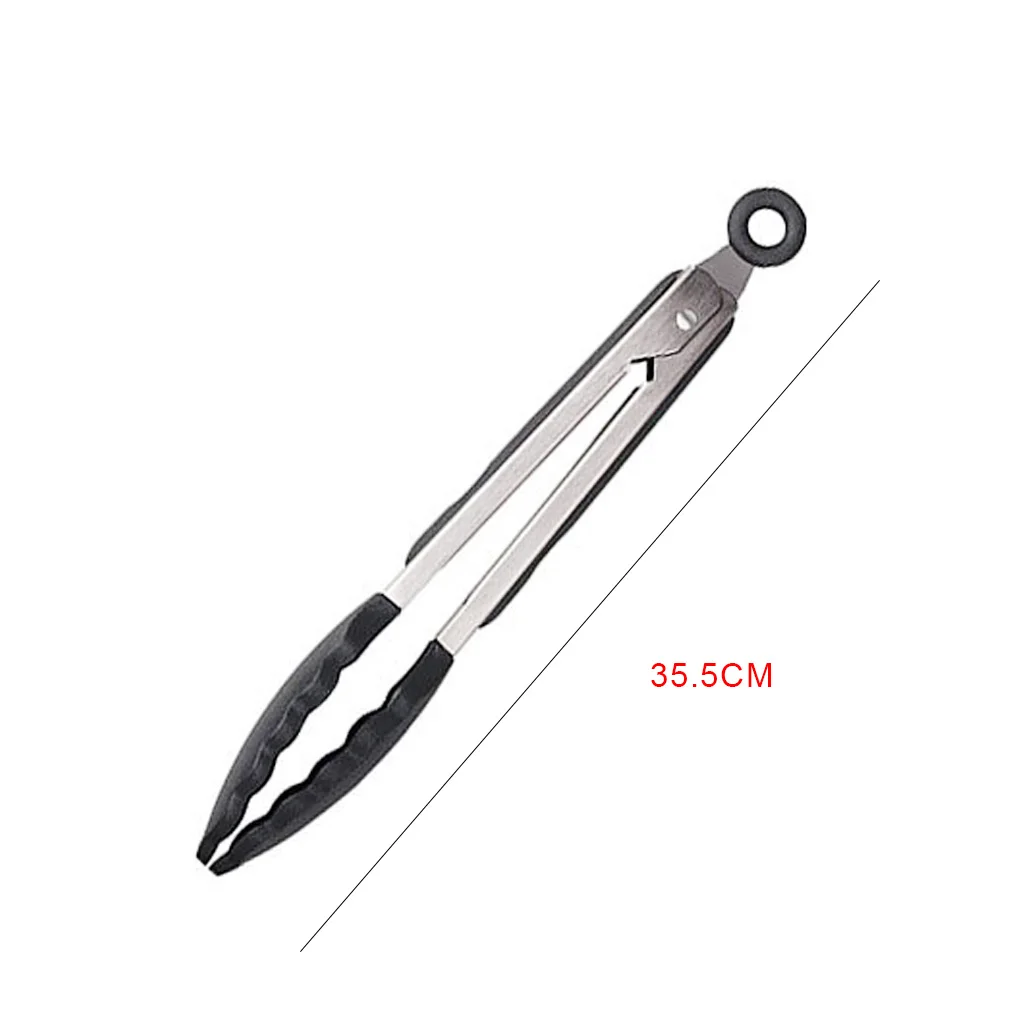 

9/12-Inch Long BBQ Grilling Tong Stainless Steel Silicone Kitchen Cooking Grilling Barbecue Non-Stick Salad Cake Serving Clip