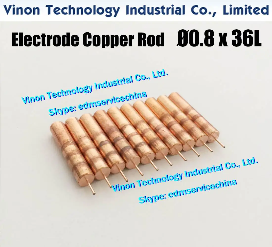 

(10 PCS PACK) EDM Electrode Copper Rod d=0.8mm, Shank D6.0mm, Shank 30Lmm, Overall length 36Lmm.Copper Rod for Electro-Discharge