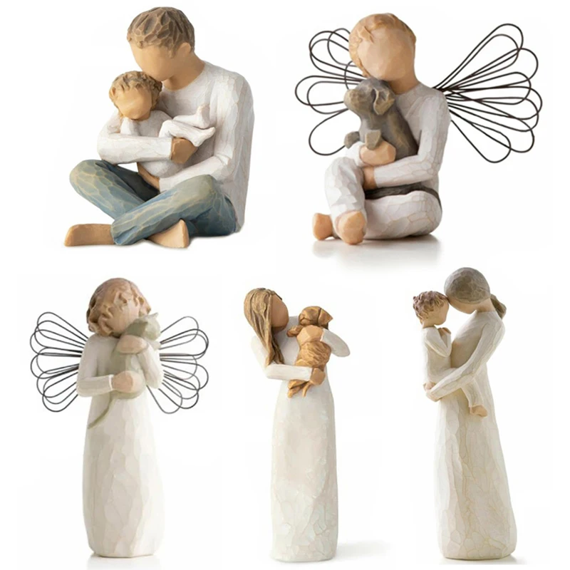 Фигурка мамы и сына домашнее украшение минималистичные поделки из смолы декор