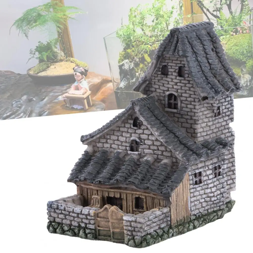 

Small House Eco-friendly Fall Resistant Resin Mini House Model Statue for Home brise vue jardin exterieur Statues and Sculptures