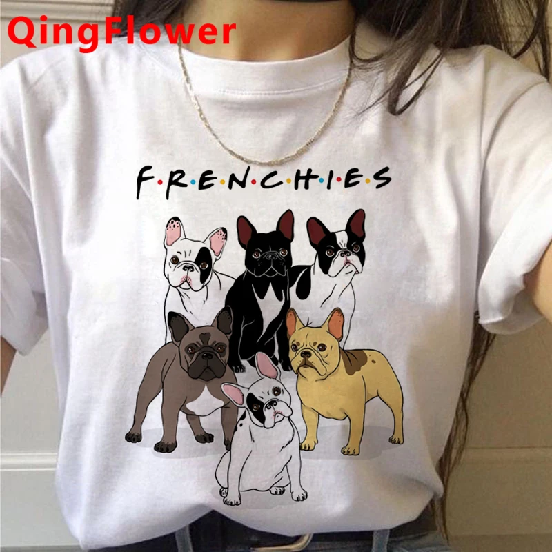 Футболка женская с забавным рисунком французского бульдога милая аниме футболка