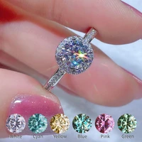 subreli color d round design real moissanite rings 0 5 2ct for women blue pink yellow green gemstone diamond ring s925 silver