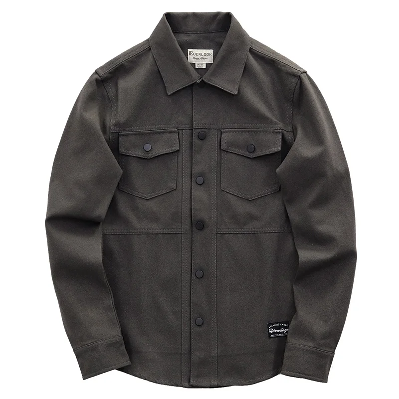 Джинсовые рубашки мужские джинсовые облегающие с длинным рукавом толстые для