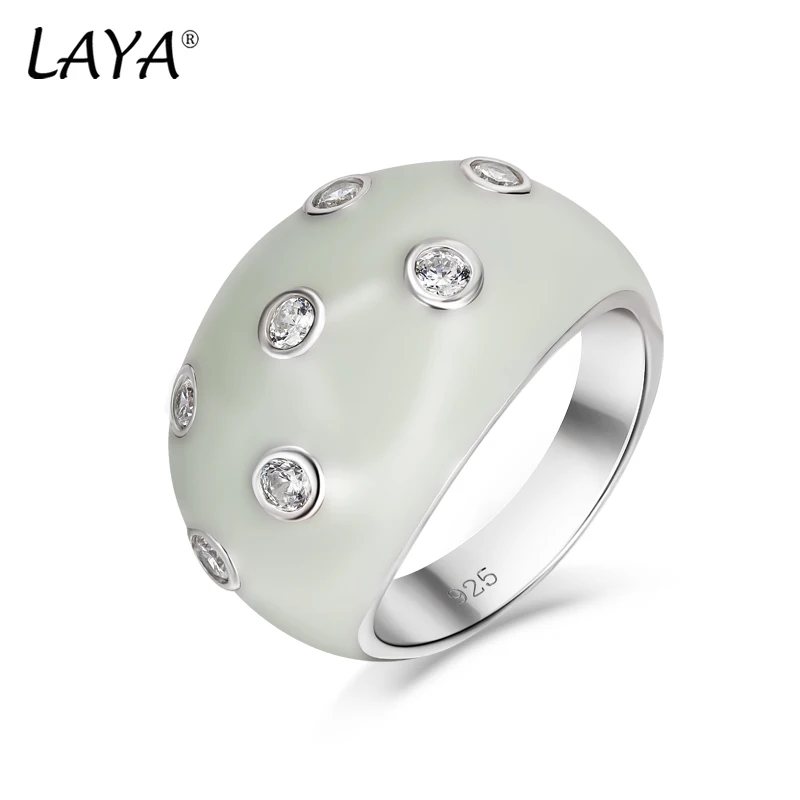 

Laya Silver Ring For Women Pure 925 Sterling Silver Shiny White Cubic Zirconia Fine Jewelry Handmade Enamel 2022 Trend